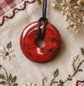 Jaspis Brekzie Donut Anhänger – Edelstein Pi-Scheibe, 30 mm | Elassteine