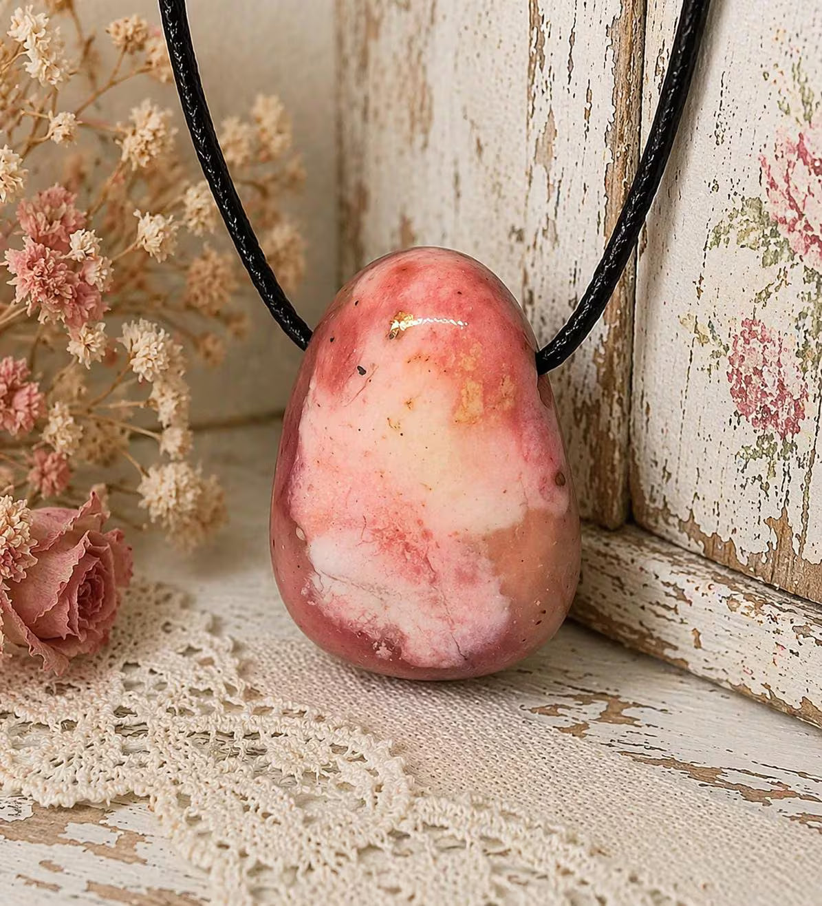 Andenopal Anhänger Rosa – Pink Opal aus Peru, Seelenstein, ca. 3 × 2 cm | Elassteine