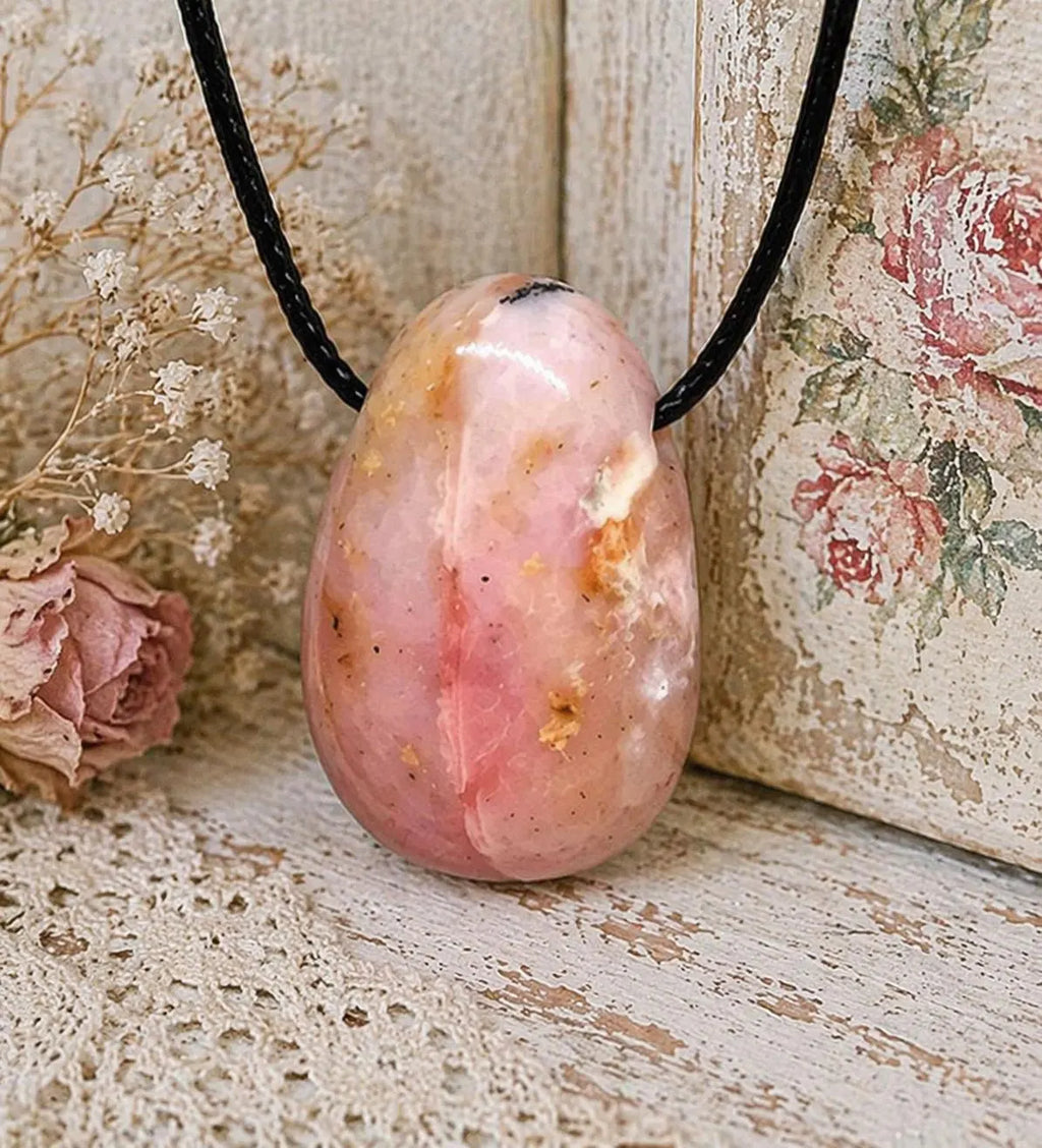 Andenopal Anhänger Rosa – Pink Opal aus Peru, Herzstein, ca. 3 × 2 cm | Elassteine