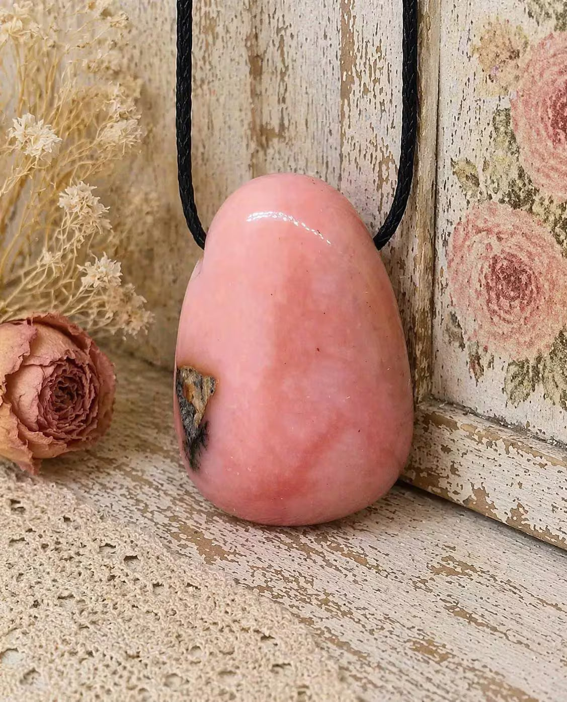 Andenopal Anhänger Rosa – Stein der Gefühle aus Peru, ca. 3 × 2 cm | Elassteine