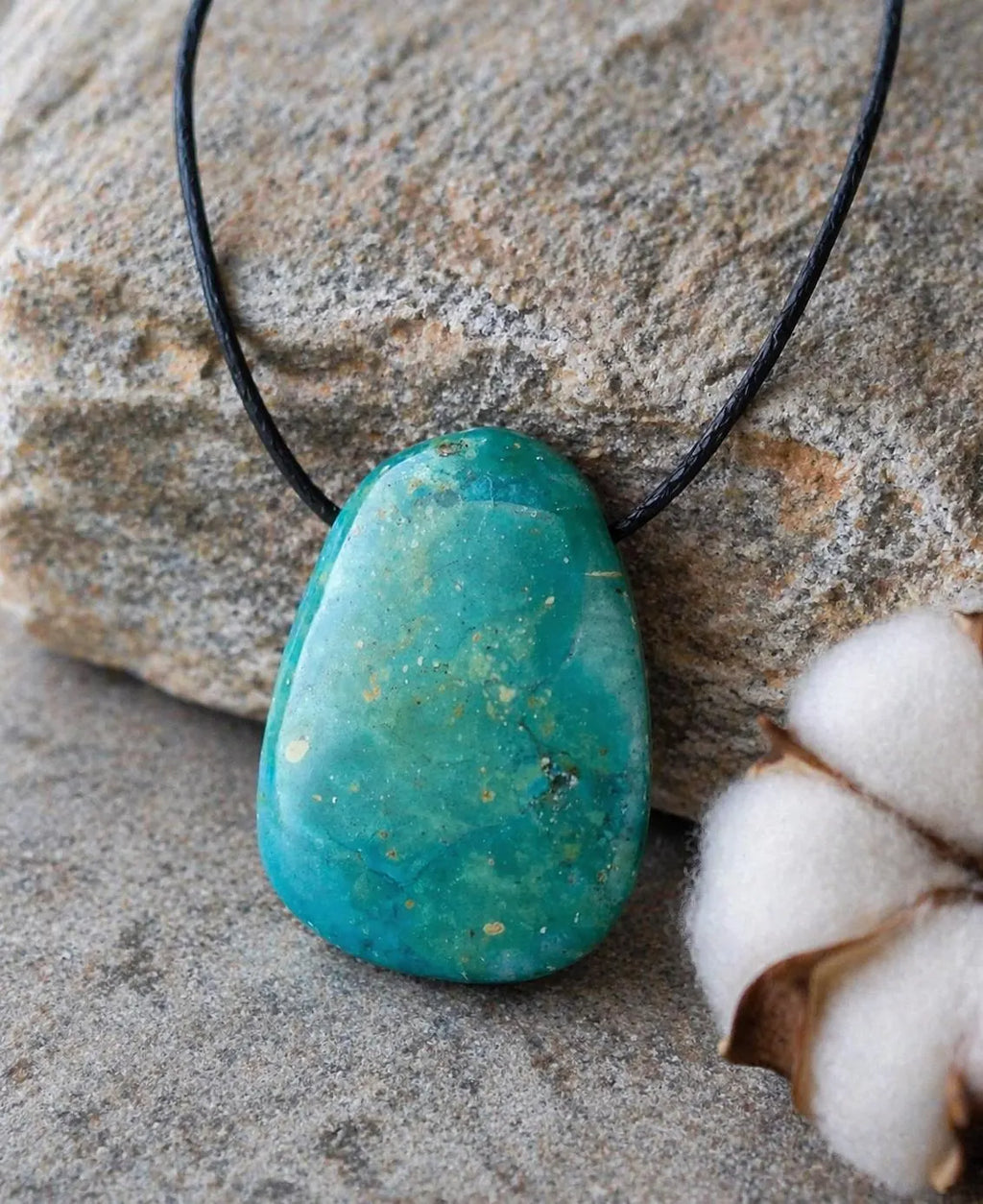 Atacama Opal Anhänger – Chilenischer Chrysokoll-Opal | Scheibenstein 30×20 mm