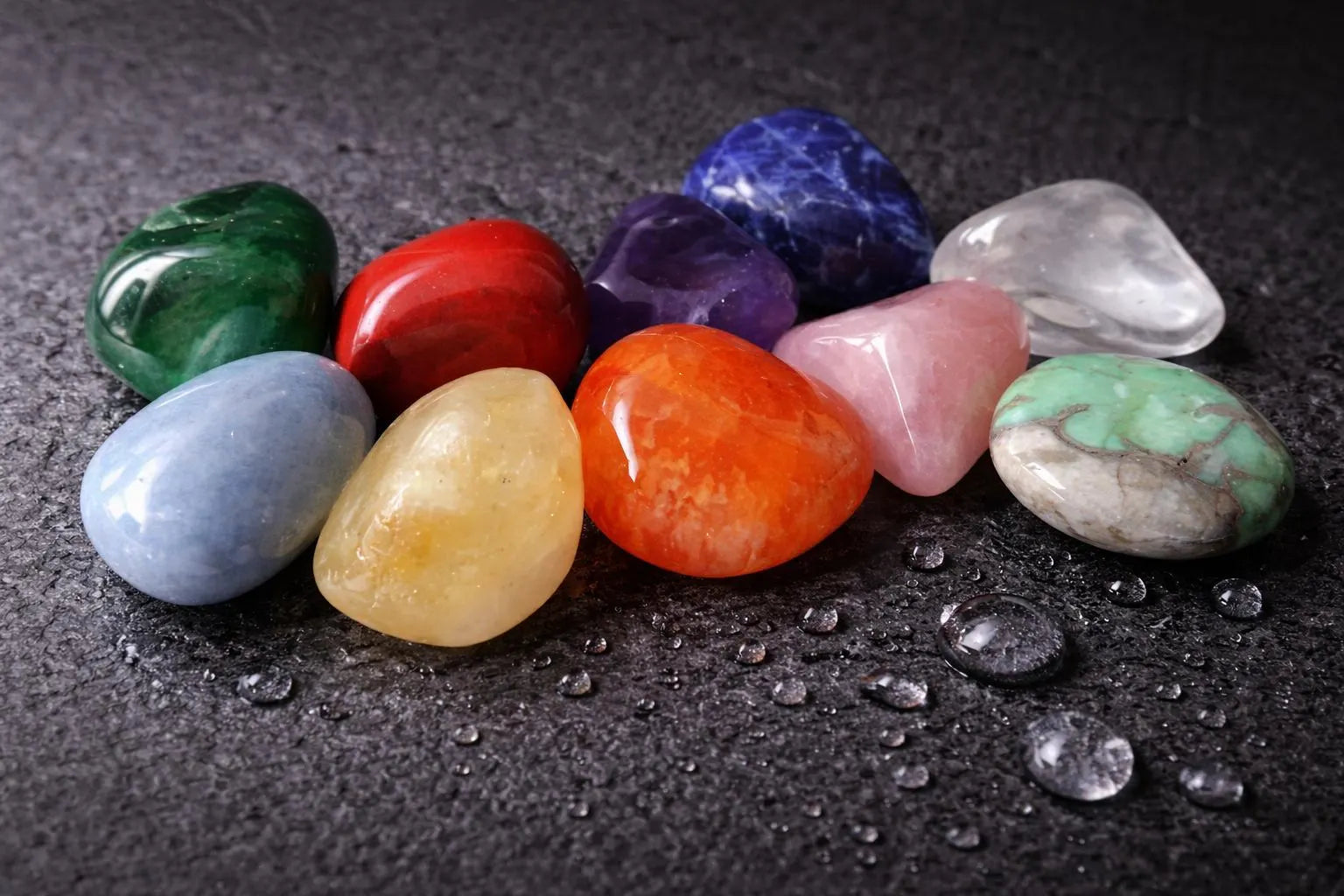 Heilsteinmischung | 10 Edelsteine | Chakra Set | Wassersteine | Geschenkset | je ca. 3 cm