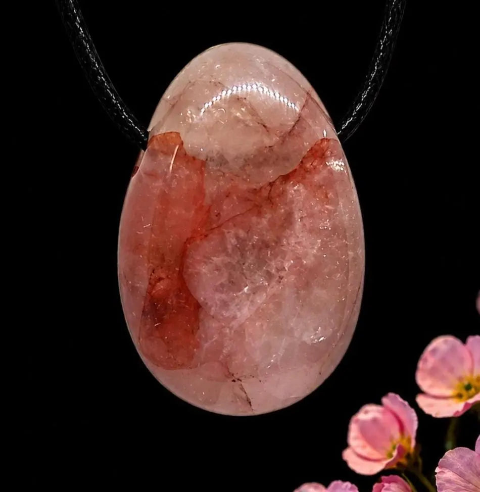 Red Healer Anhänger – Hämatitquarz / Eisenquarz | Lochstein am Band | 3×2 cm