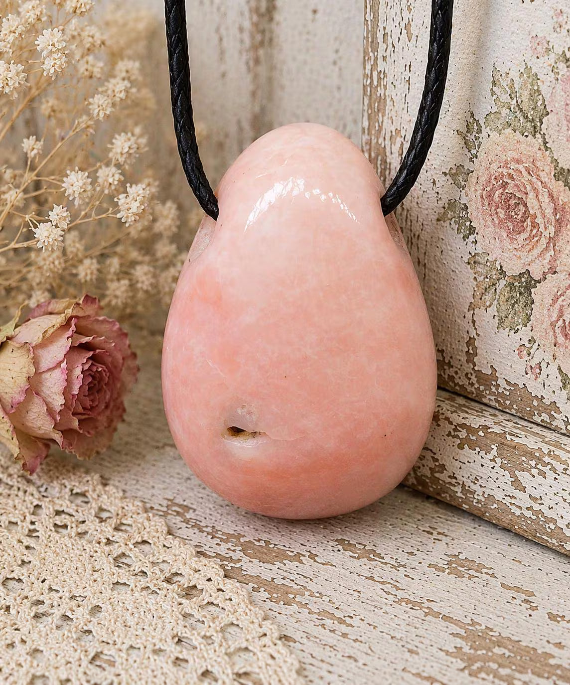 Andenopal Anhänger Rosa – Stein der Gefühle aus Peru, ca. 3 × 2 cm | Elassteine
