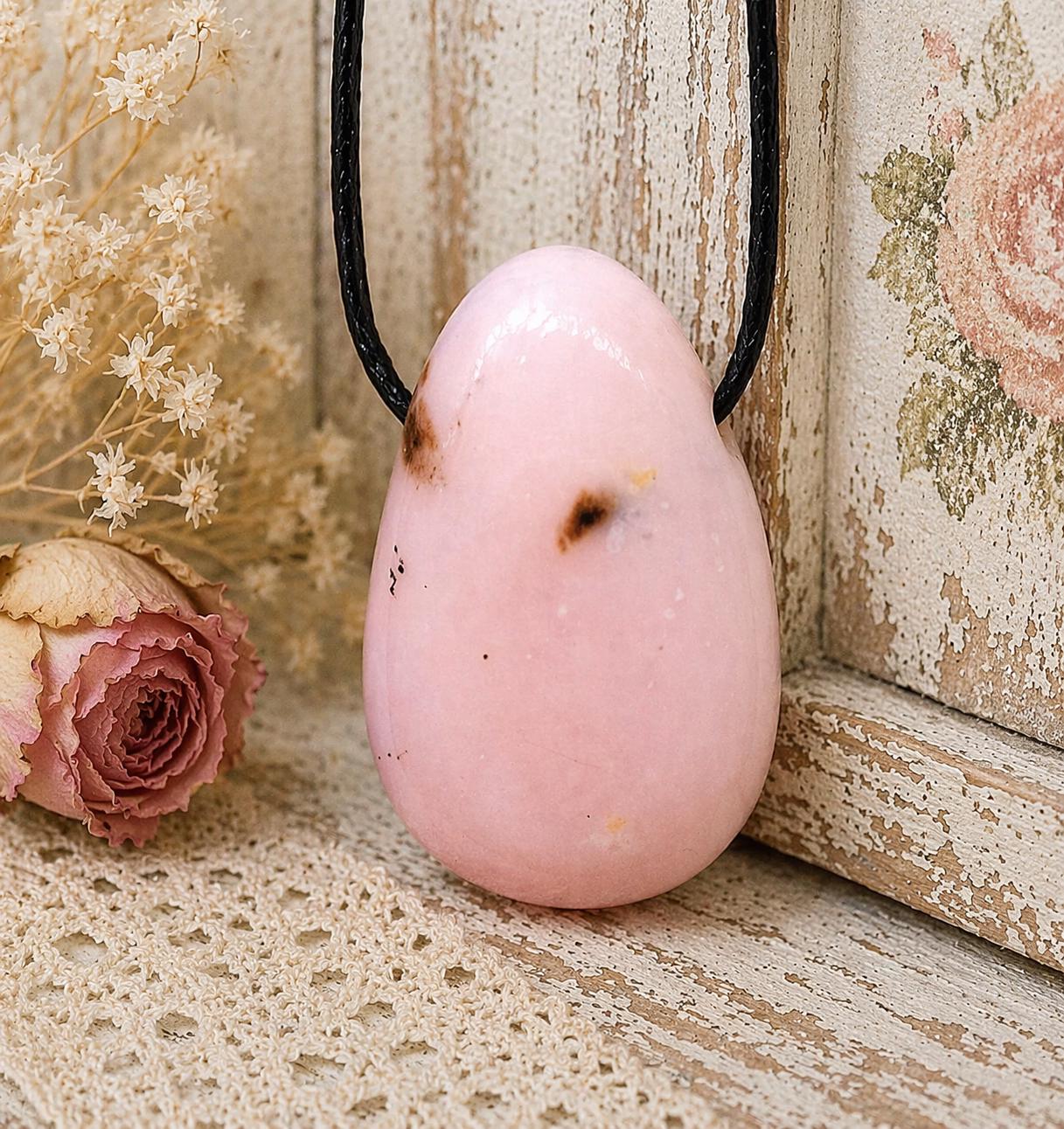 Andenopal Anhänger Rosa – Stein der Gefühle aus Peru, ca. 3 × 2 cm | Elassteine