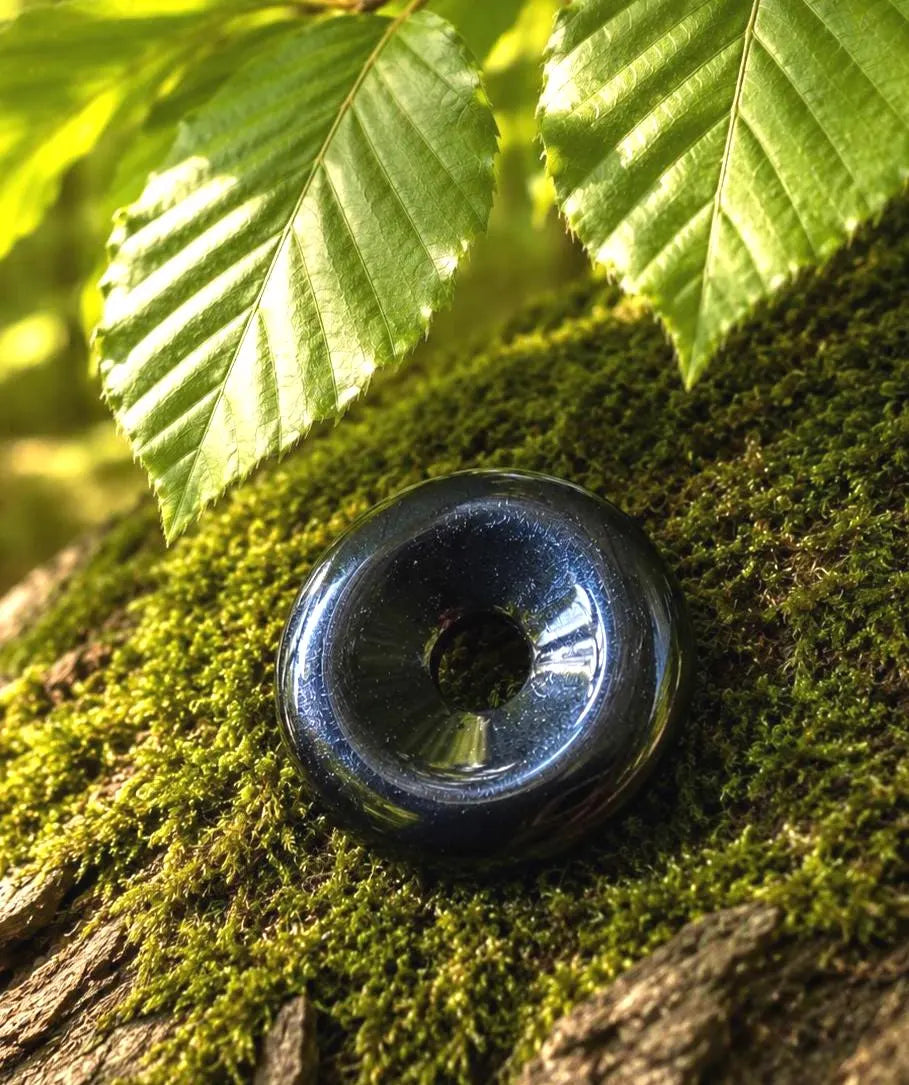 Obsidian Donut-Anhänger – Pi-Scheibe, 4 cm, aus Armenien