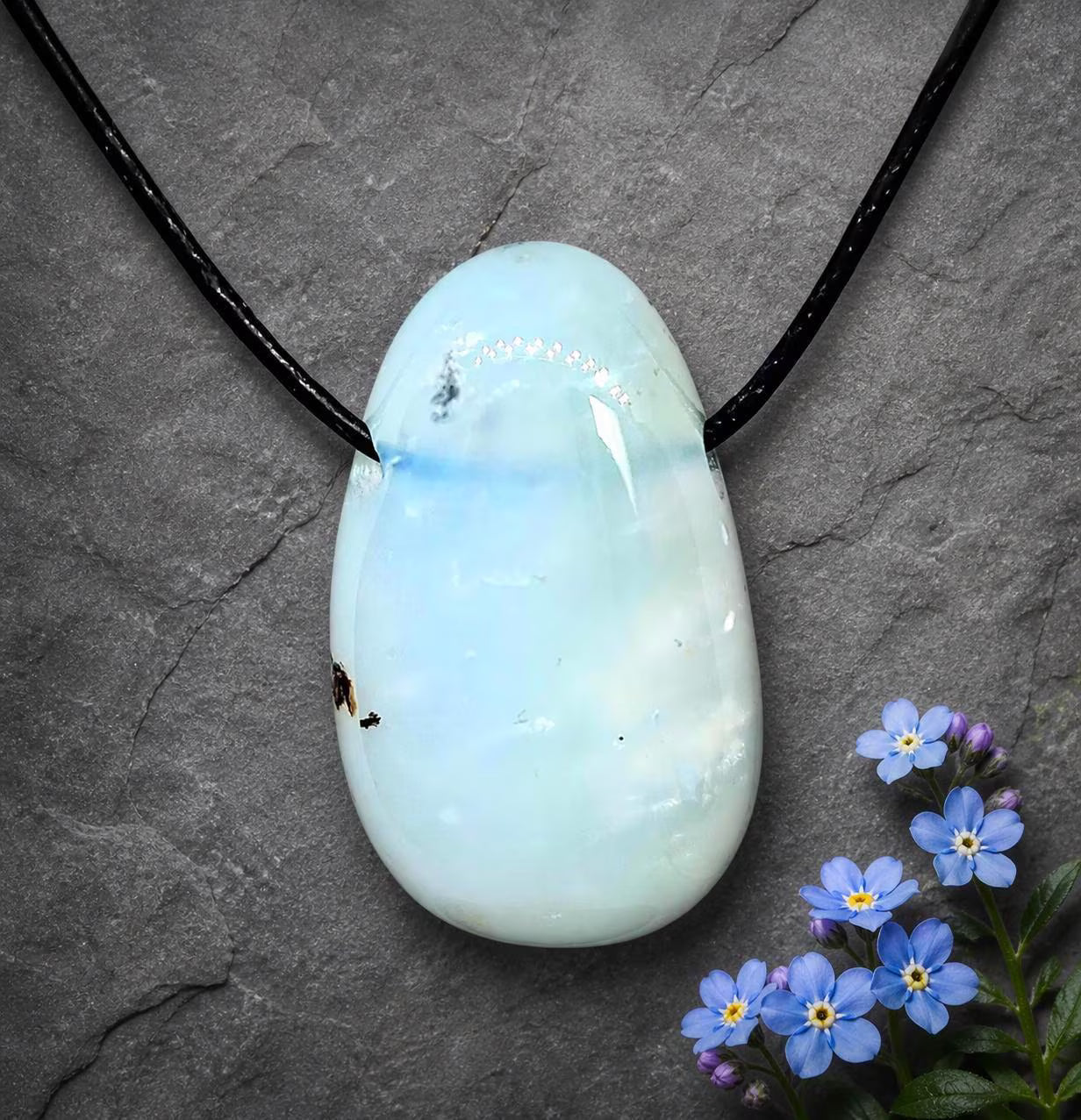 Chrysopal Tropfenanhänger – Andenopal A-Qualität aus Peru, Unikat