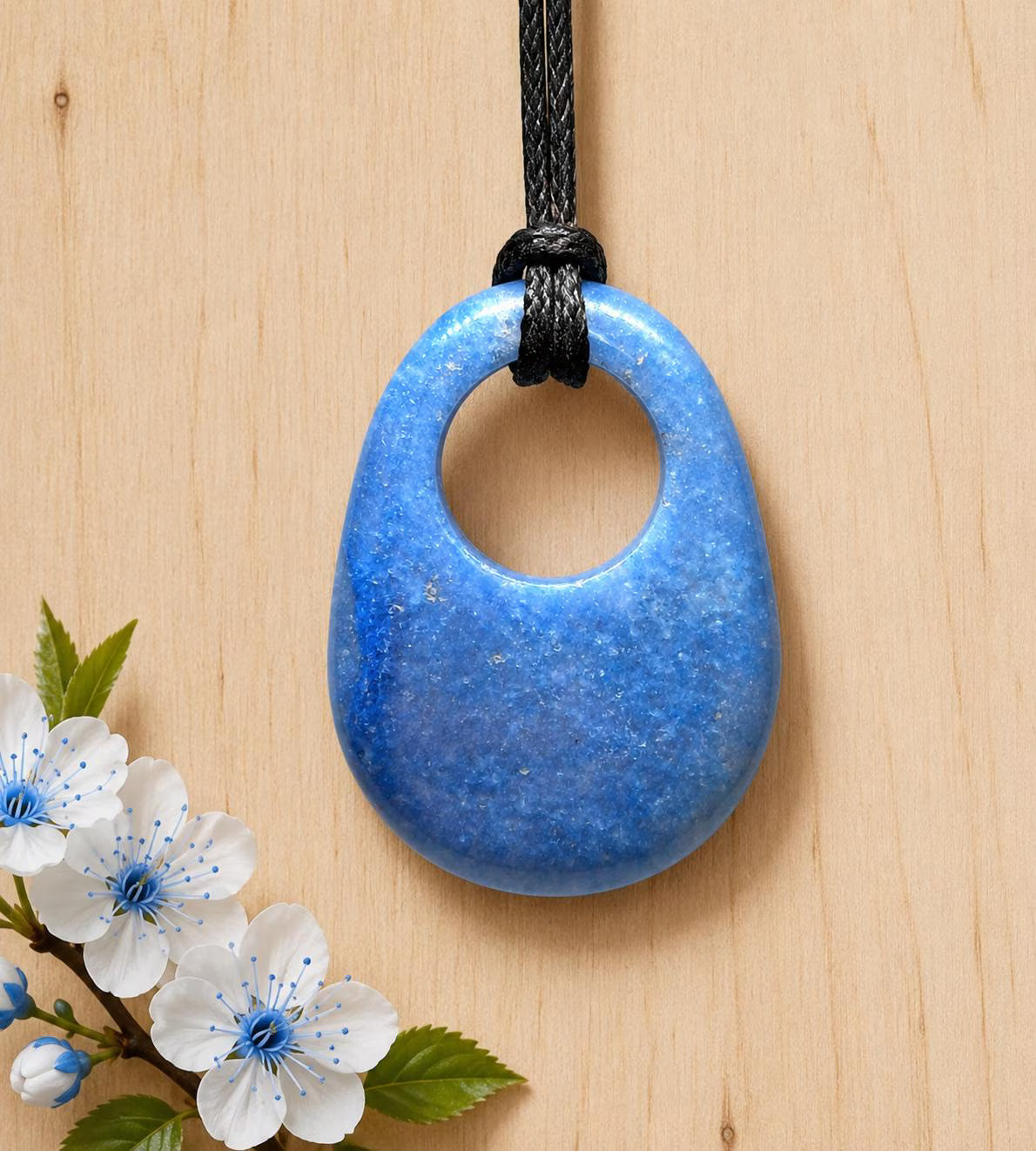 Blauquarz Gogo Anhänger – Edelstein in Blau, ca. 3,4 × 2 cm