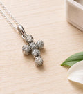 Diamant Kreuz Anhänger 925 Silber – 6 echte Rohdiamanten mit Edelstahlkette