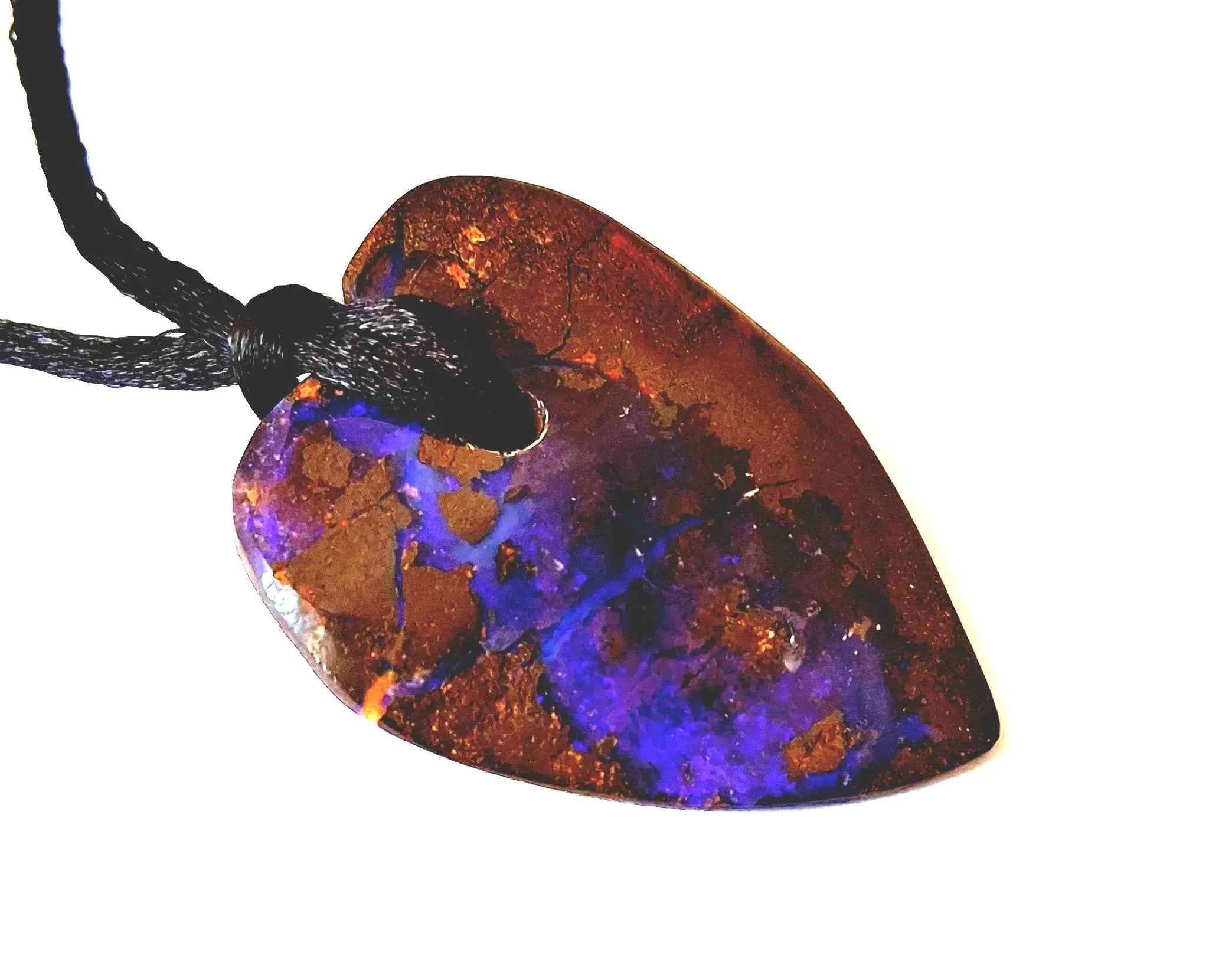 Boulderopal Anhänger – Echter Australischer Opal mit Blau-Violettem Farbspiel