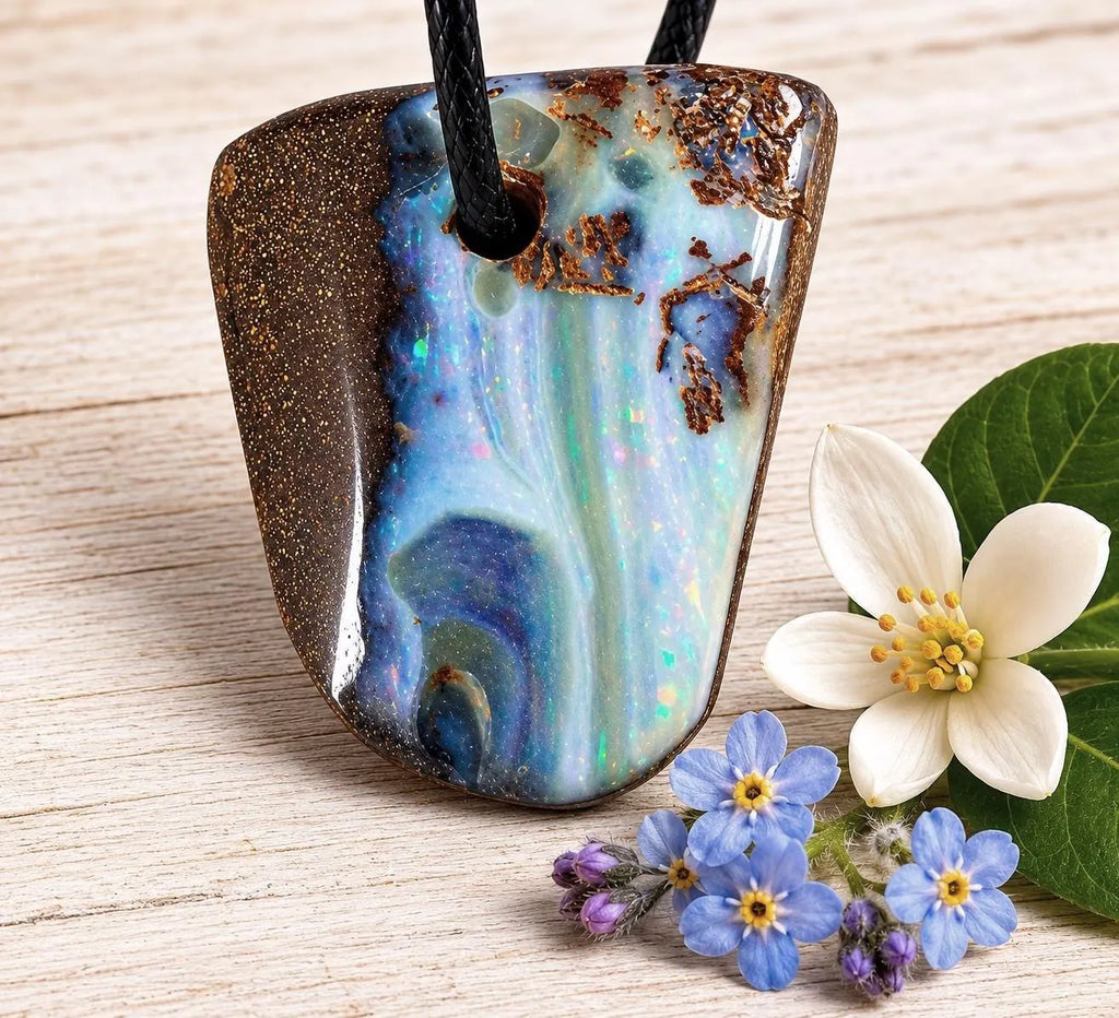 Boulderopal Anhänger – Handgeschliffen, 30x25 mm