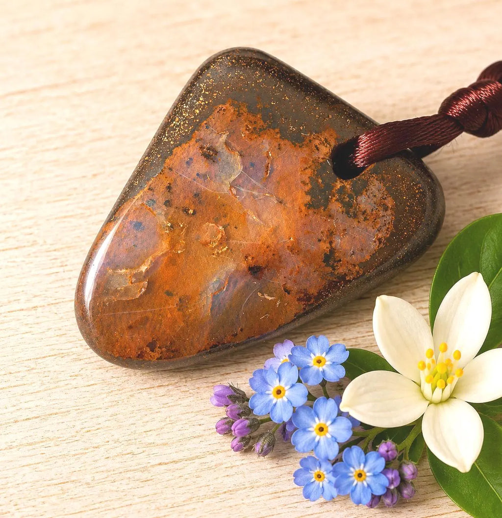 Boulder Opal Anhänger in der Matrix – Handgeschliffen, Australien, 35 × 30 mm | Elassteine