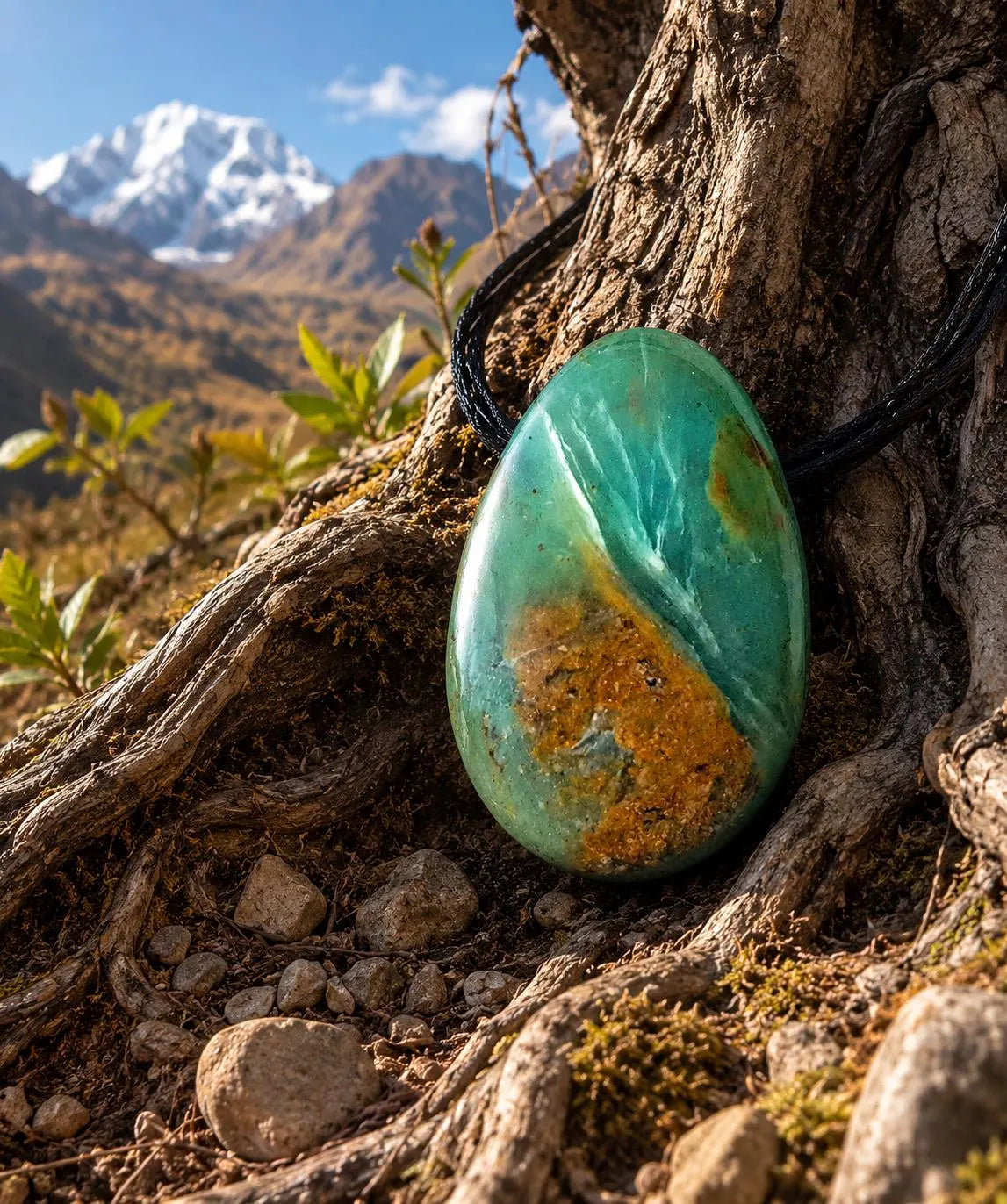 Chrysopal Anhänger – Andenopal aus Peru, Unikat | inkl. 100 cm Band